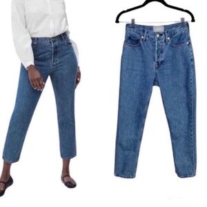 Everlane The 90's Cheeky Jeans Size 25 Crop Medium Blue Wash High Waist